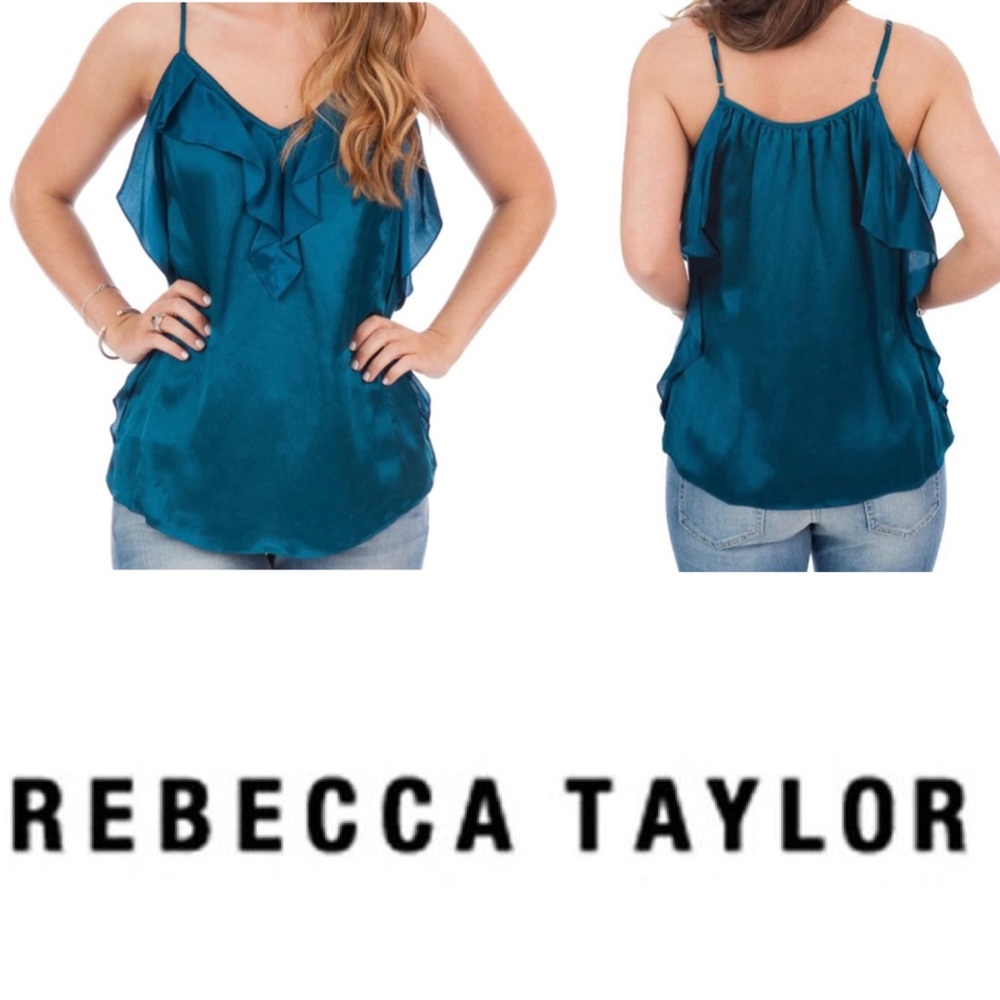 NWT Rebecca Taylor 100% Silk Ruffle Front Cami